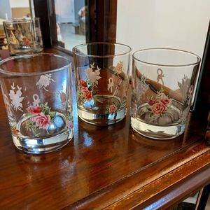 2000 Avon Breast Cancer Awareness Glasses Set of 3